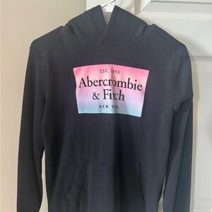 Abercrombie & Fitch Black Hoodie with Pastel Logo
